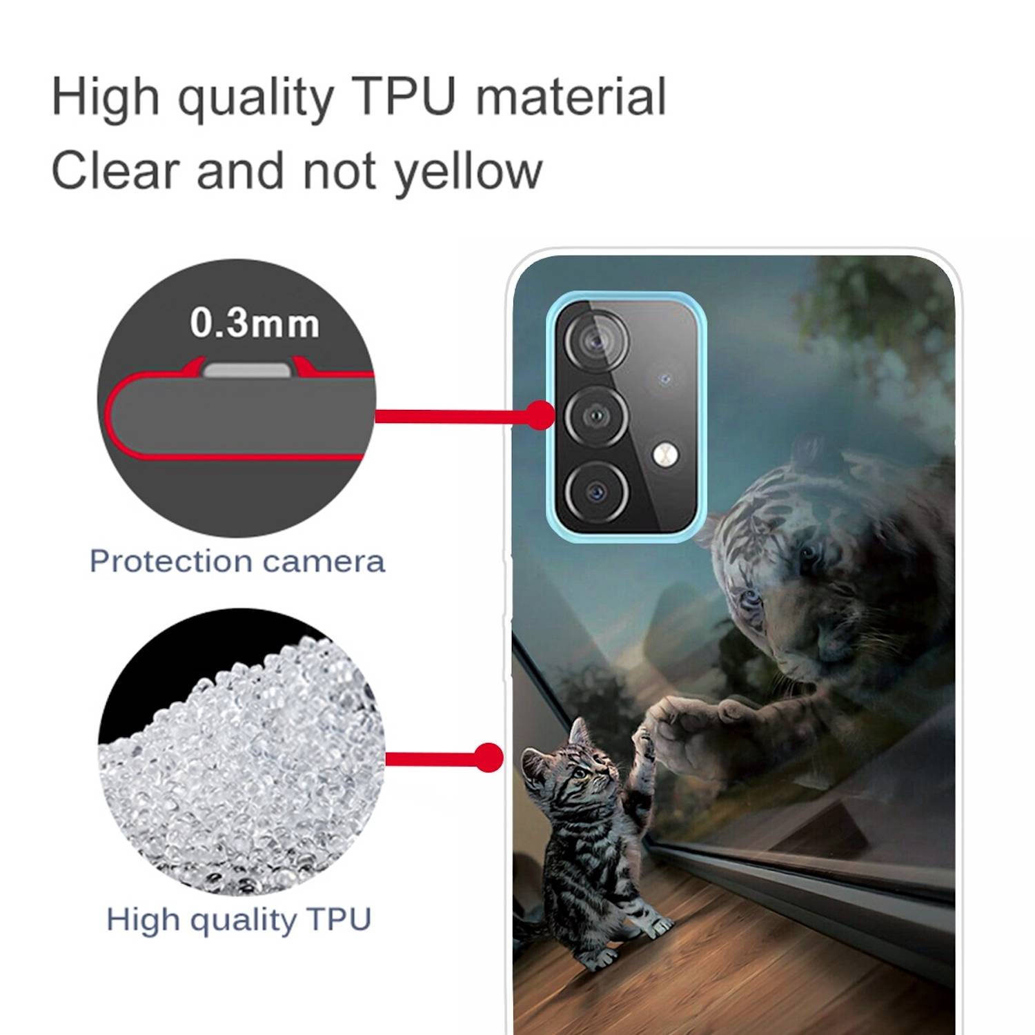 Für Samsung Galaxy A32 5G Silikon Case TPU Motiv Mirror Tiger Schutz Muster Tasche Hülle Cover Etuis Zubehör