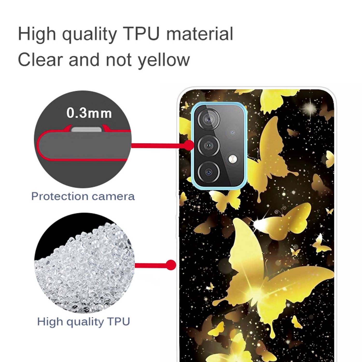 Für Samsung Galaxy A32 5G Silikon Case TPU Motiv Butterfly Black Schutz Muster Tasche Hülle Cover Etuis Zubehör