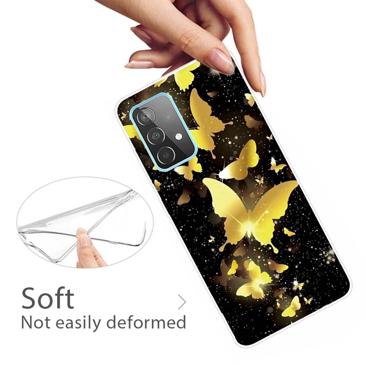 Für Samsung Galaxy A32 5G Silikon Case TPU Motiv Butterfly Black Schutz Muster Tasche Hülle Cover Etuis Zubehör