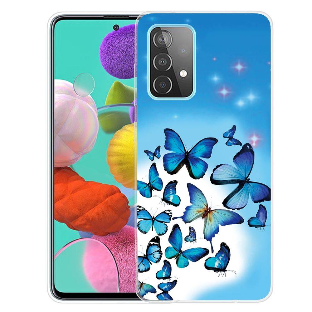 Für Samsung Galaxy A32 5G Silikon Case TPU Motiv Blue Butterfly Schutz Muster Tasche Hülle Cover Etuis Zubehör