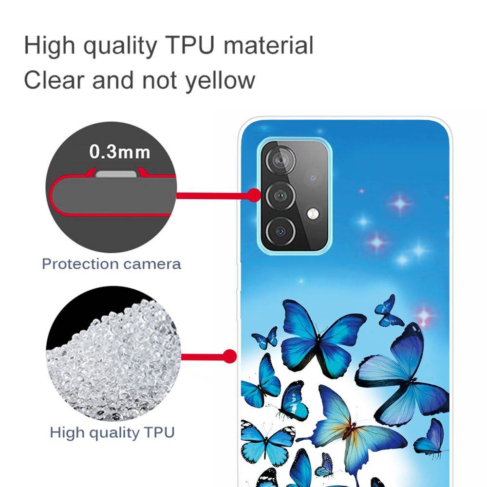 Für Samsung Galaxy A32 5G Silikon Case TPU Motiv Blue Butterfly Schutz Muster Tasche Hülle Cover Etuis Zubehör