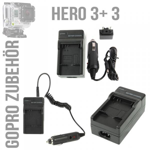 2in1 Ladegerät KFZ Home Charger für GoPro Hero 3 Ladegerät Zubehör