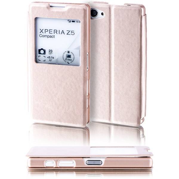 Booktasche Window Gold für Sony Xperia Z5 Compact 4.6