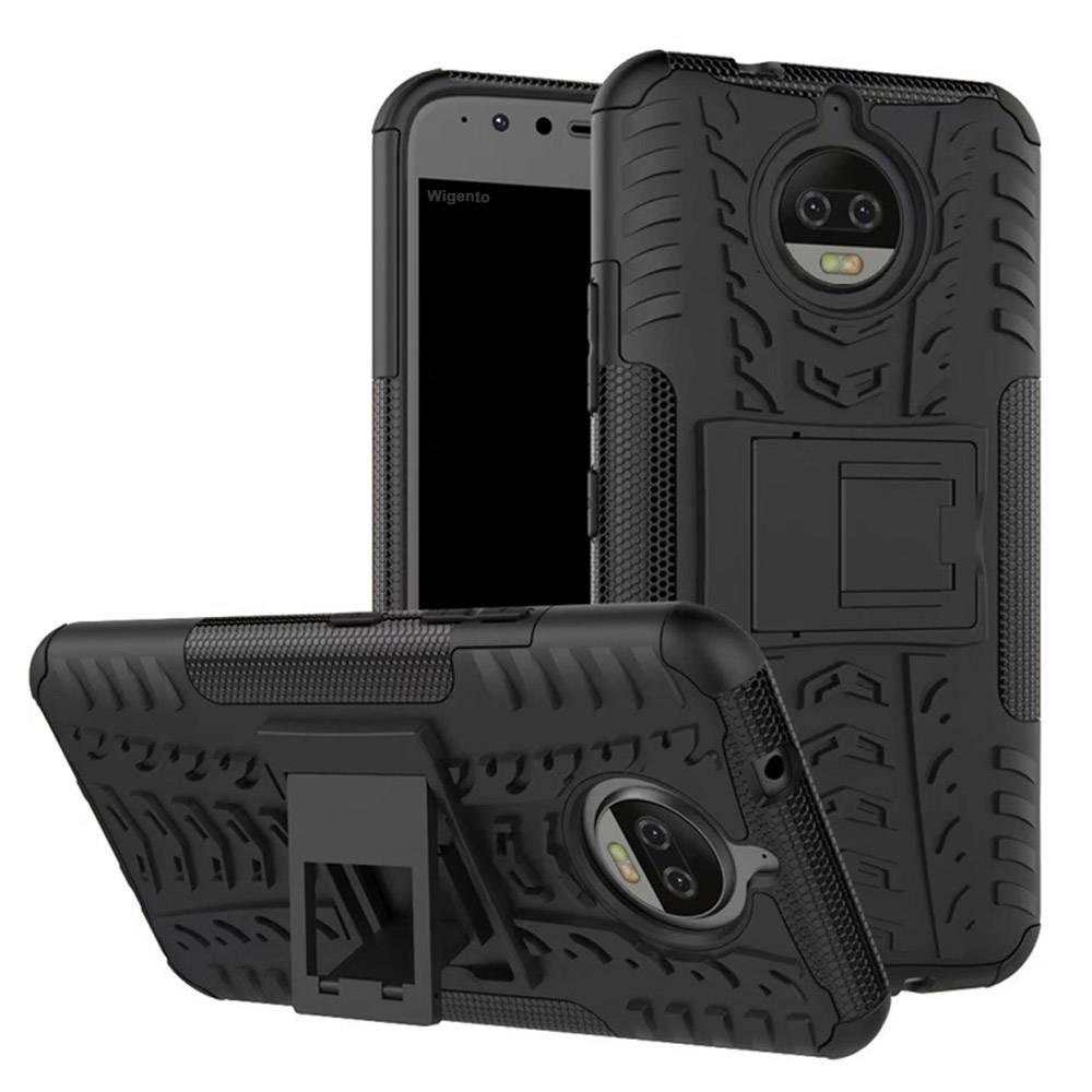 Hybrid Case 2teilig Outdoor Schwarz für Motorola Moto G5S Plus Tasche Hülle Cover