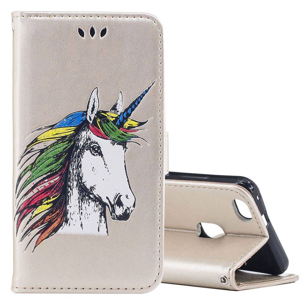 Tasche Wallet Einhorn Gold für Huawei P10 Lite Schutz Hülle Case Cover Etui Neu