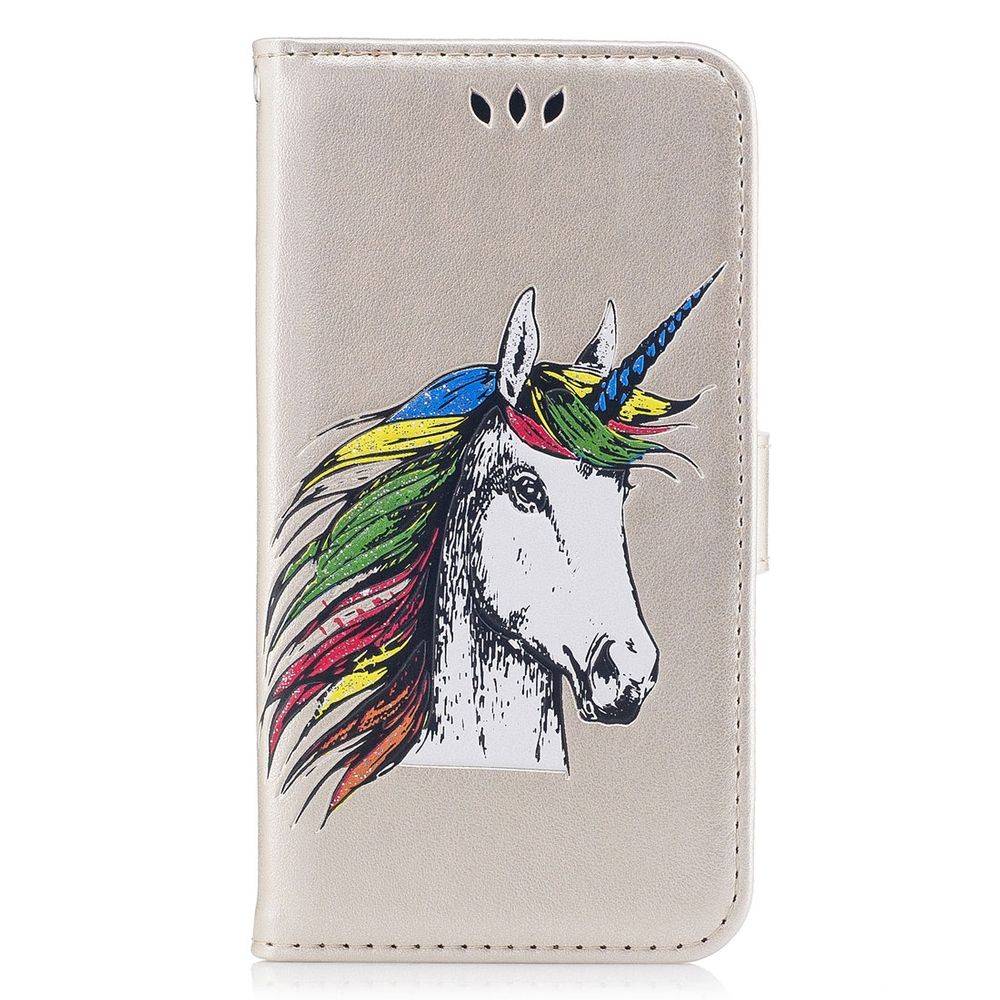 Tasche Wallet Einhorn Gold für Huawei P10 Lite Schutz Hülle Case Cover Etui Neu