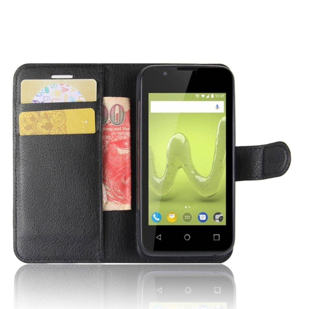 Tasche Wallet Premium Schwarz für Wiko Sunny 2 Schutz Hülle Case Cover Etui Neu