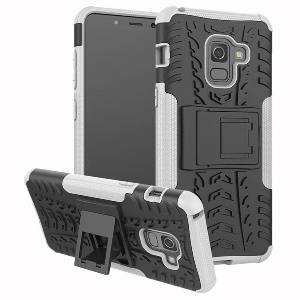 Hybrid Case 2teilig Outdoor Weiß Tasche Hülle für Samsung Galaxy A8 A530 2018