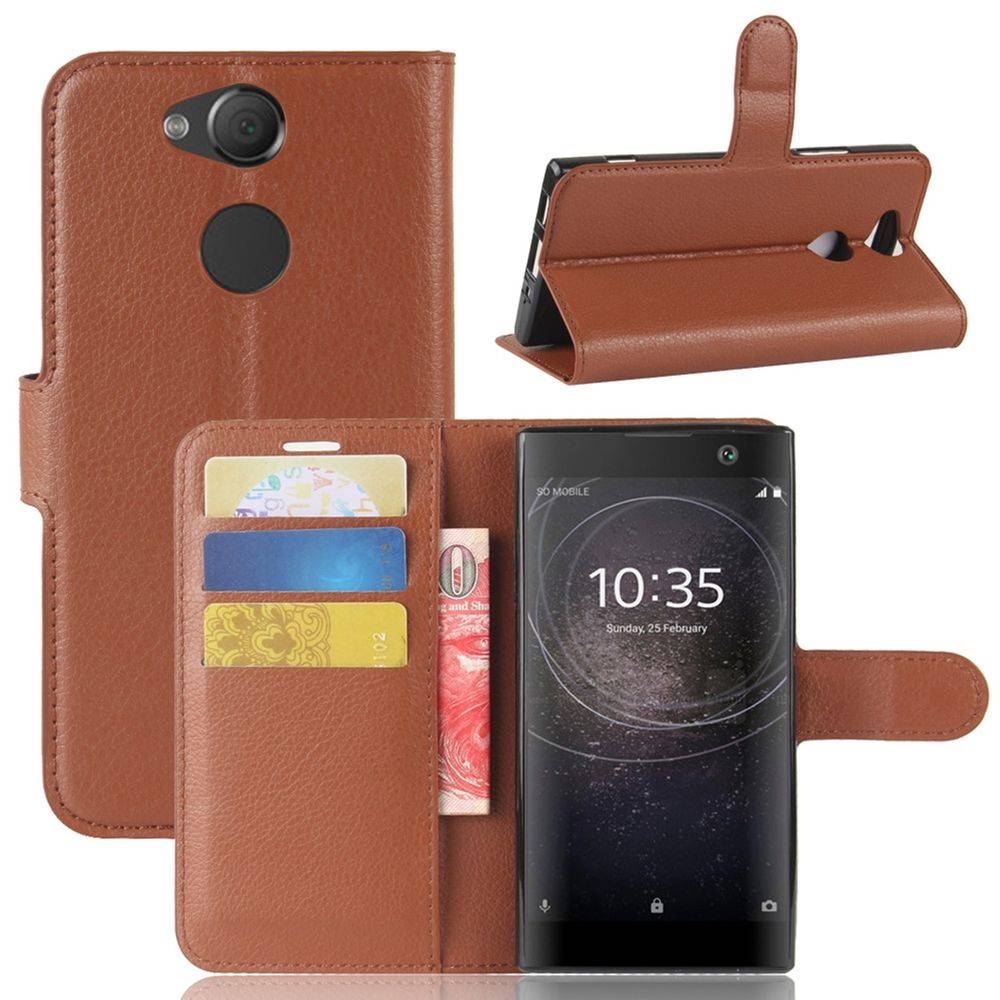 Tasche Wallet Premium Braun für Sony Xperia XA2 Schutz Hülle Case Cover Etui Neu