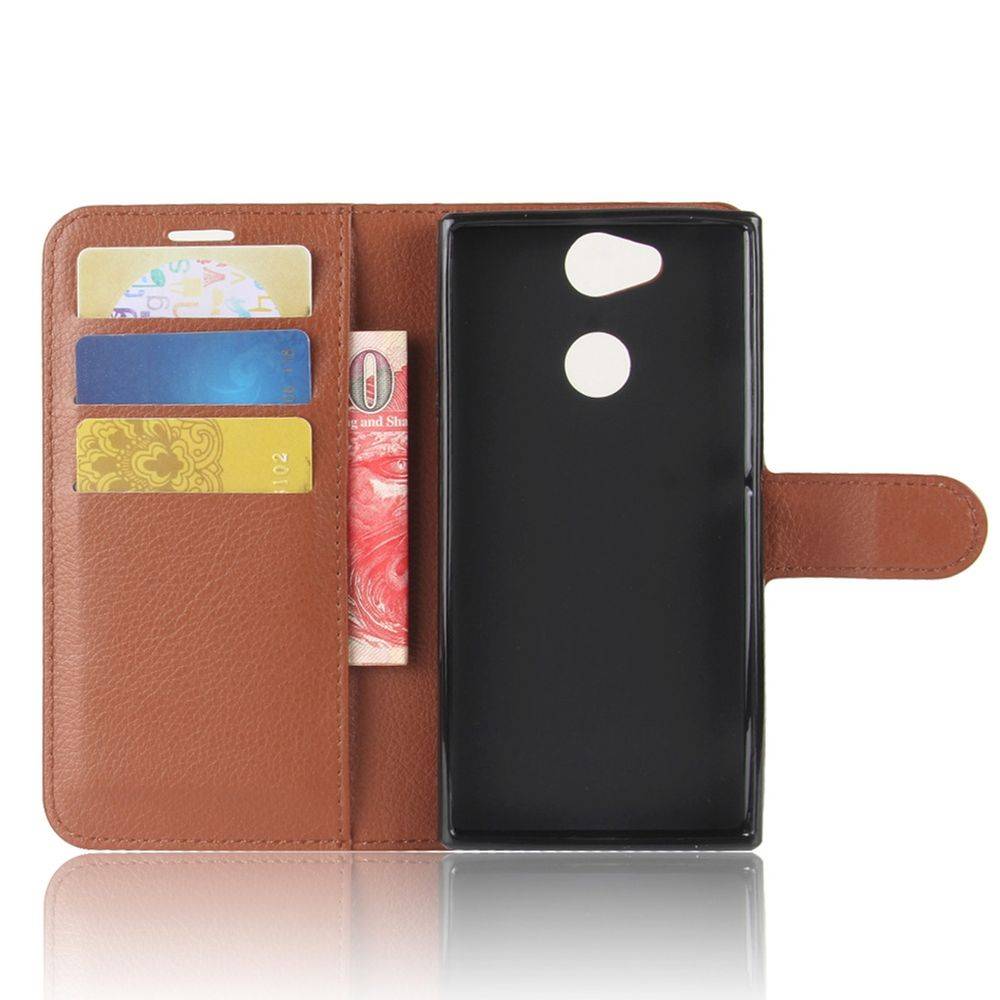 Tasche Wallet Premium Braun für Sony Xperia XA2 Schutz Hülle Case Cover Etui Neu