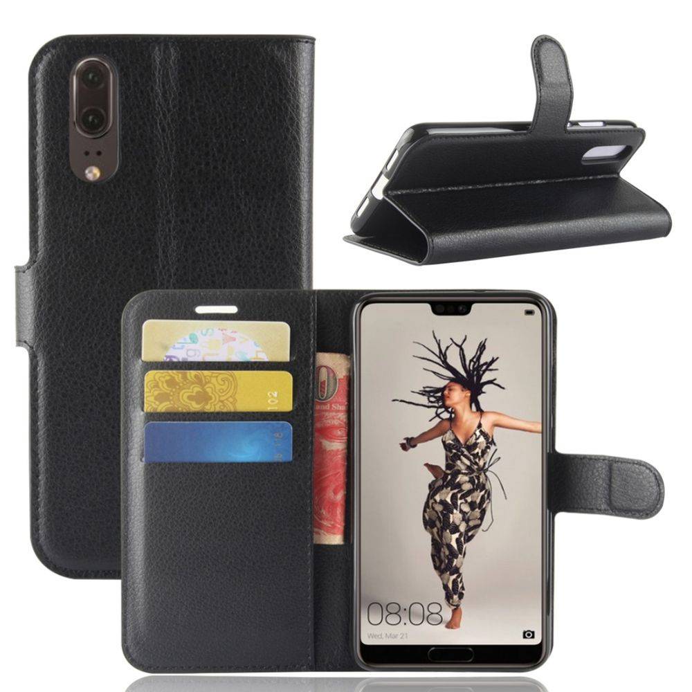 Tasche Wallet Premium Schwarz für Huawei P20 Schutz Hülle Case Cover Etui Neu Zubehör
