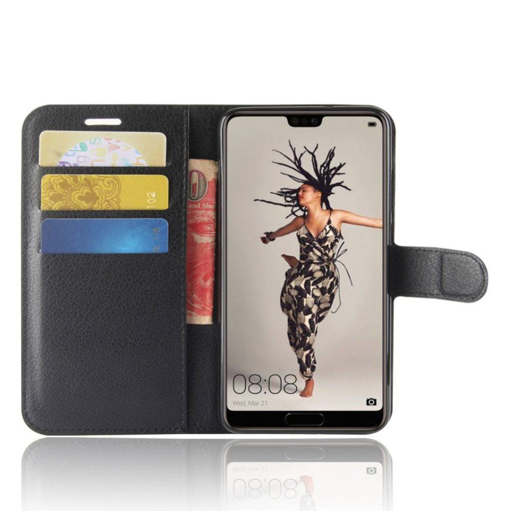 Tasche Wallet Premium Schwarz für Huawei P20 Schutz Hülle Case Cover Etui Neu Zubehör