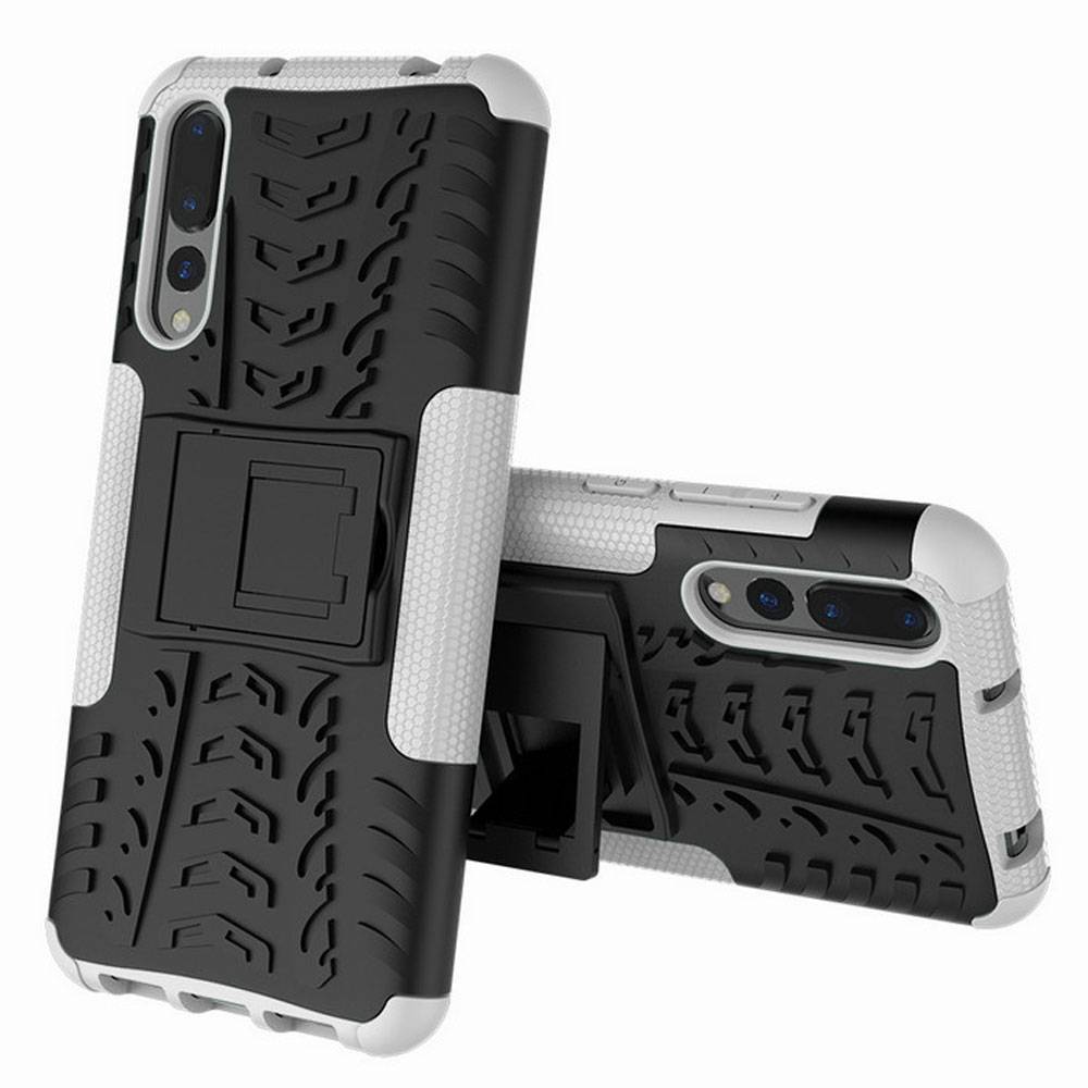 Für Huawei P20 Pro Hybrid Case 2teilig Outdoor Weiß Etui Tasche Hülle Cover Schutz