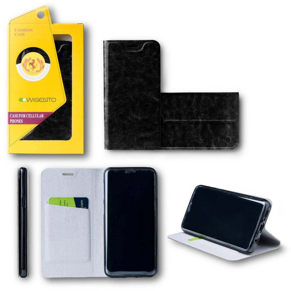 Für Huawei P20 Pro Flip / Smart Cover Schwarz Schutzhülle Cover Etui Tasche Hülle Neu Case