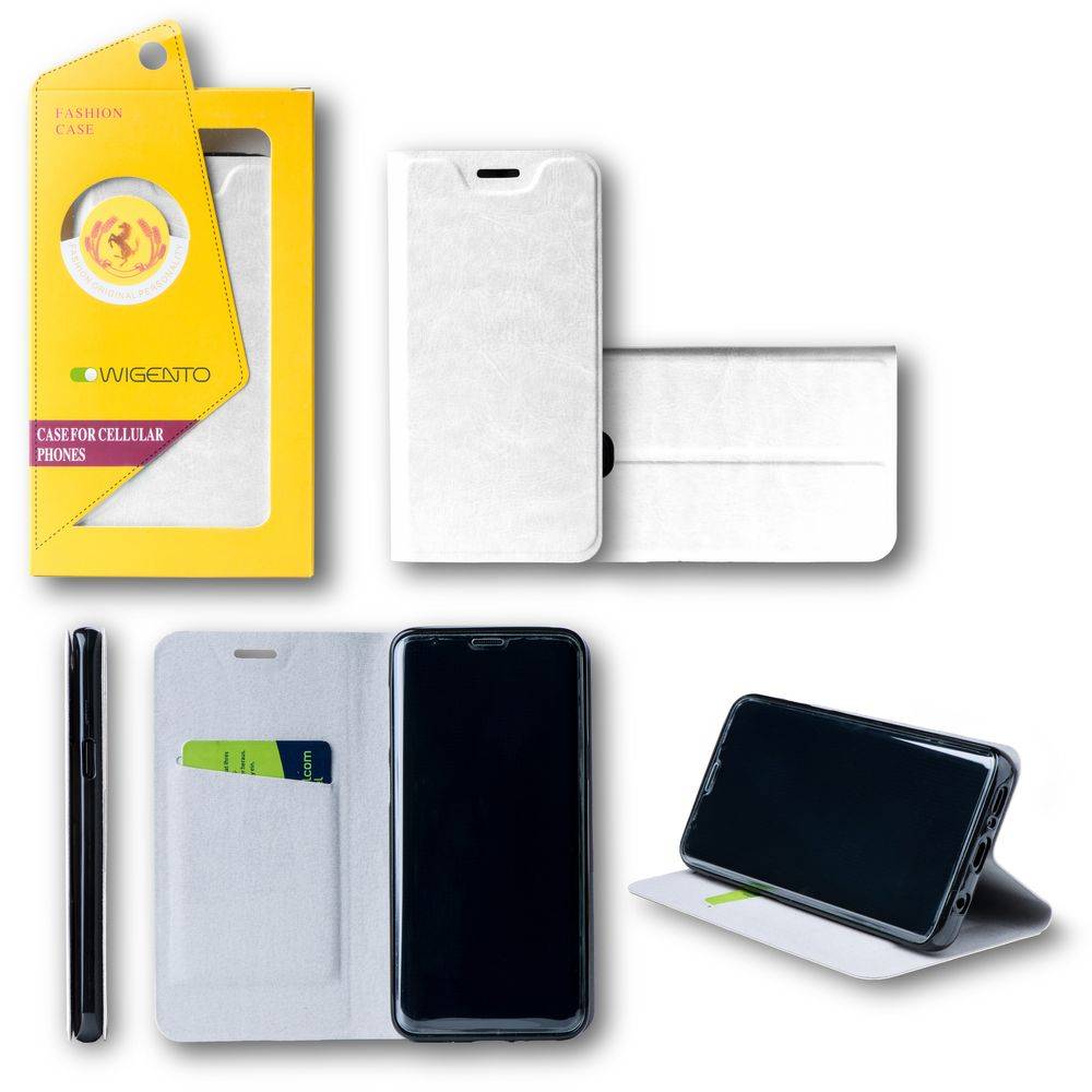 Für Huawei P20 Pro Flip / Smart Cover Weiß Schutzhülle Cover Etui Tasche Hülle Neu Case