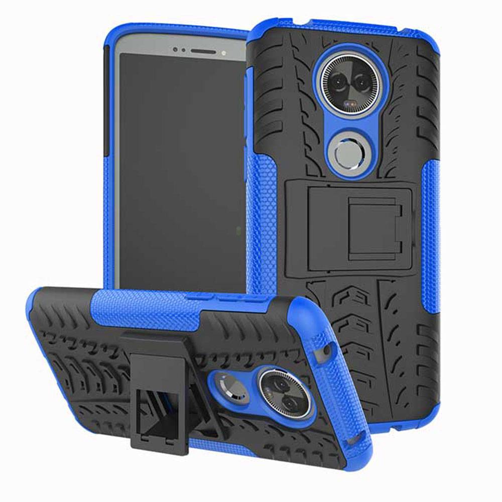 Für Motorola Moto E5 Plus Hybrid Case 2teilig Outdoor Blau Etui Tasche Hülle Cover Schutz