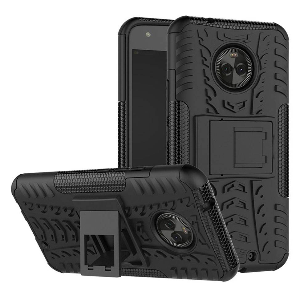 Für Motorola Moto X4 Hybrid Case 2teilig Outdoor Schwarz Etui Tasche Hülle Cover Schutz