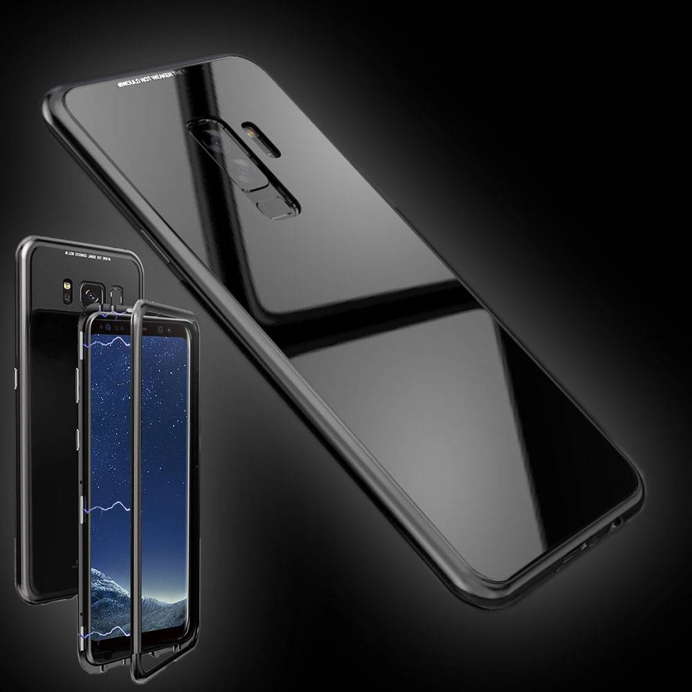 Für Samsung Galaxy Note 9 N960F Magnet / Metall / Glas Case Bumper Voll / Schwarz Tasche Hülle Neu