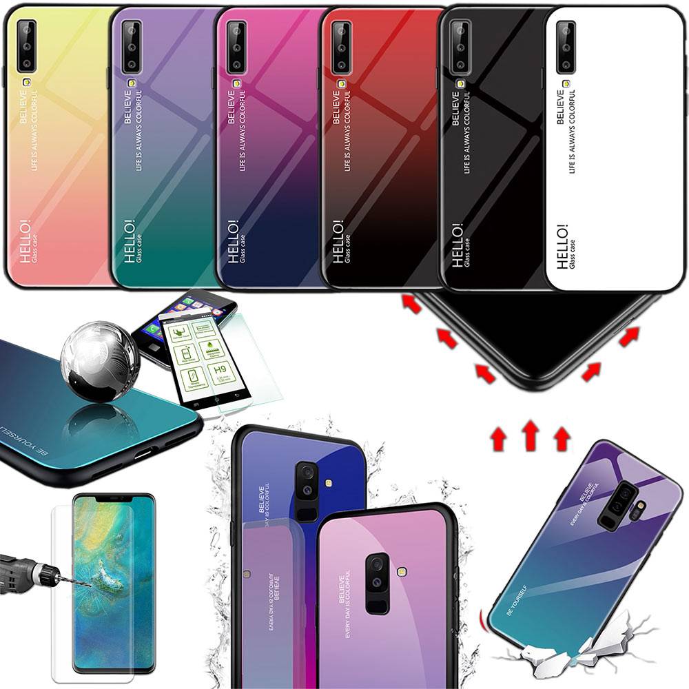 Für viele Smartphone Modelle Effekt Design Color Glas Tasche Case Hülle Cover