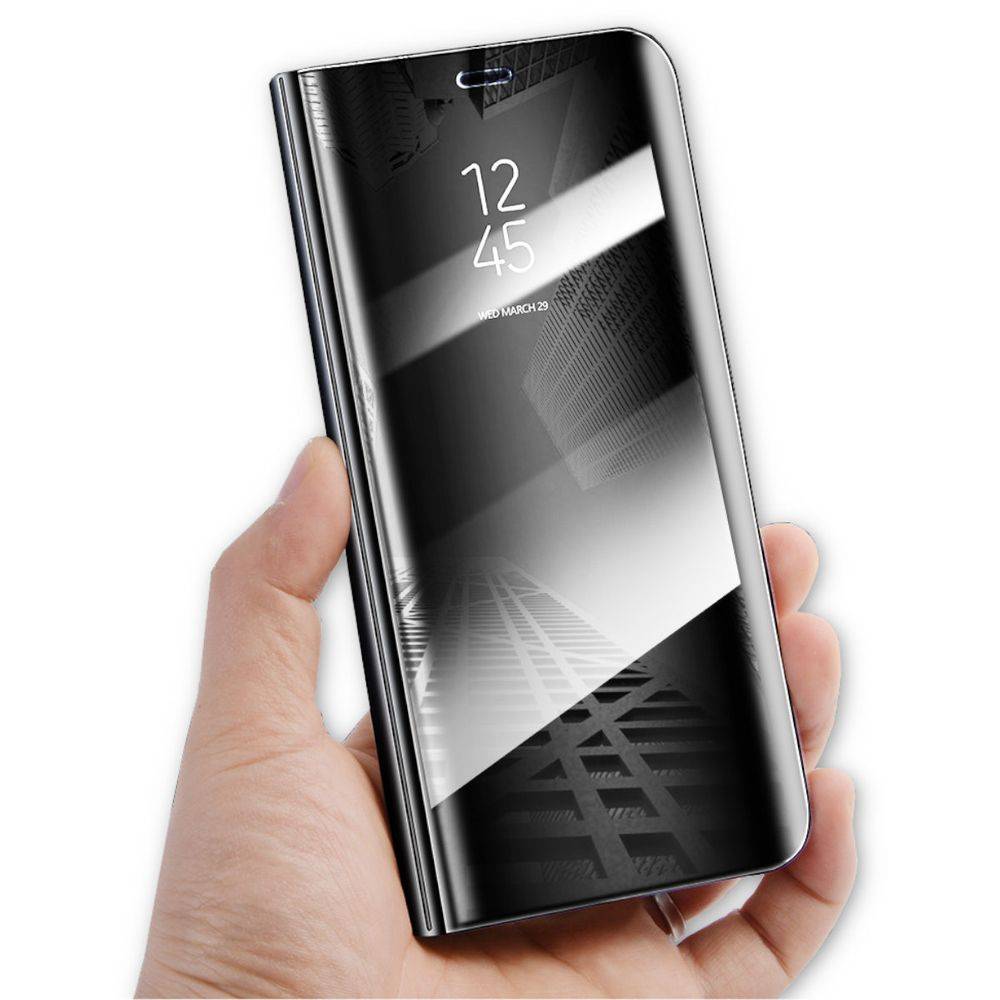 Für Huawei P Smart 2019 / Honor 10 Lite Clear View Spiegel Mirror Smartcover Schwarz Schutzhülle Cover Etui Tasche Hülle Neu Case Wake UP Funktion