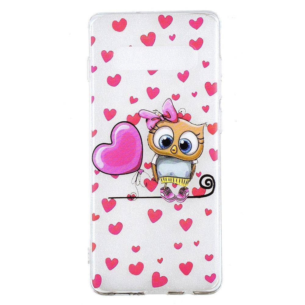 Silikon Case für Samsung Galaxy S10 Plus TPU Transparent Muster Pattern Eule Owl Herz Zubehör