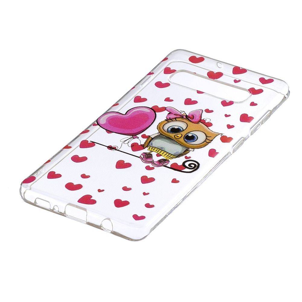 Silikon Case für Samsung Galaxy S10 Plus TPU Transparent Muster Pattern Eule Owl Herz Zubehör