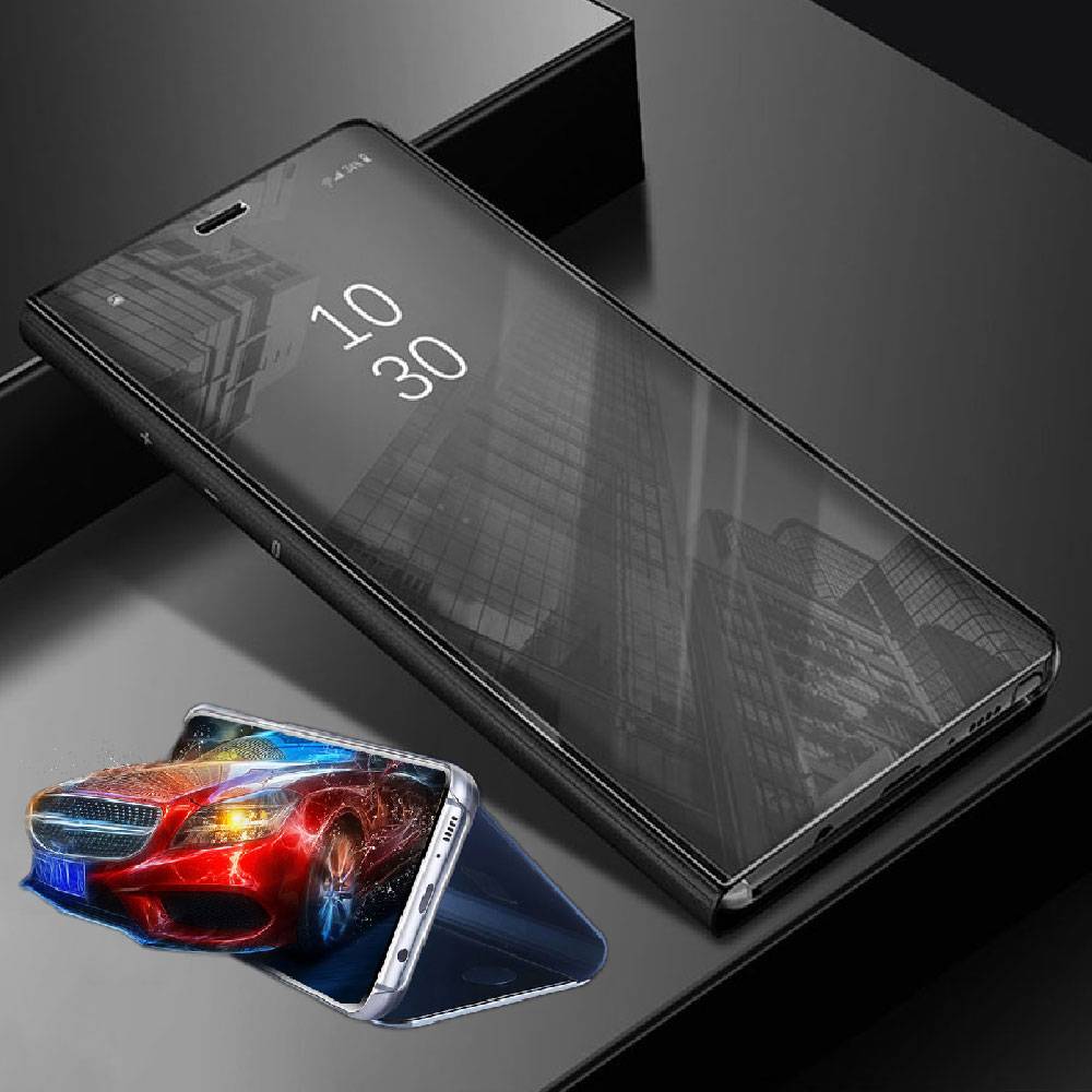 Für Huawei Honor View 20 / V20 Clear View Spiegel Mirror Smartcover Schwarz Schutzhülle Cover Etui Tasche Hülle Neu Case Wake UP Funktion