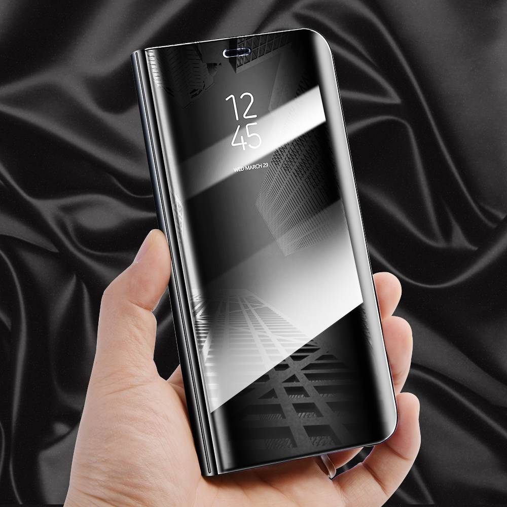 Für Huawei Honor View 20 / V20 Clear View Spiegel Mirror Smartcover Schwarz Schutzhülle Cover Etui Tasche Hülle Neu Case Wake UP Funktion