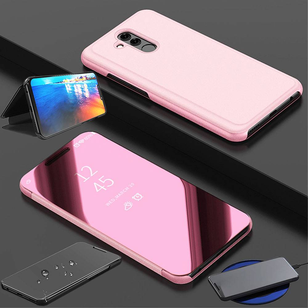 Für Huawei Honor View 20 / V20 Clear View Spiegel Mirror Smartcover Pink Schutzhülle Cover Etui Tasche Hülle Neu Case Wake UP Funktion