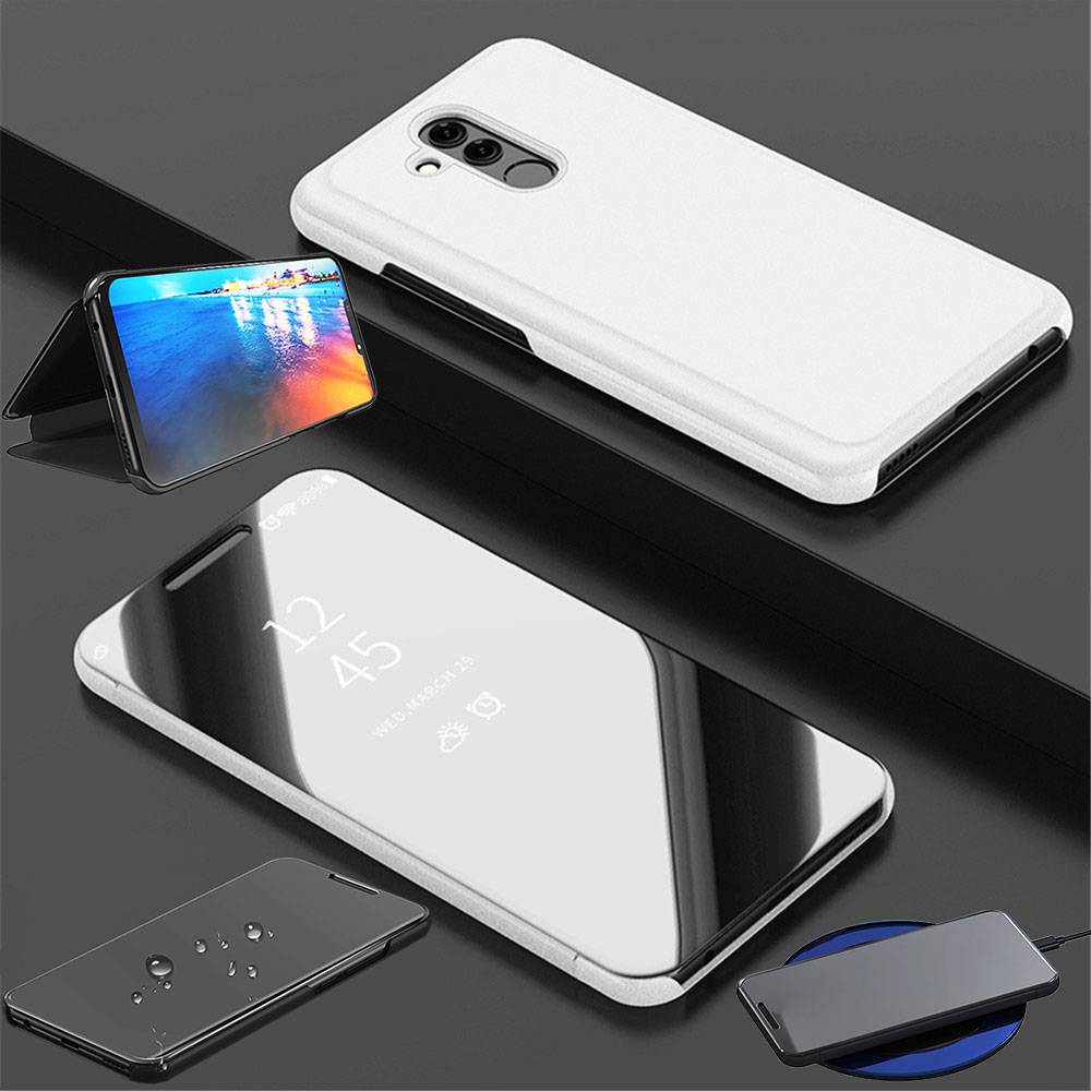 Für Xiaomi Mi 9 Clear View Spiegel Mirror Smartcover Silber Schutzhülle Cover Etui Tasche Hülle Neu Case Wake UP Funktion