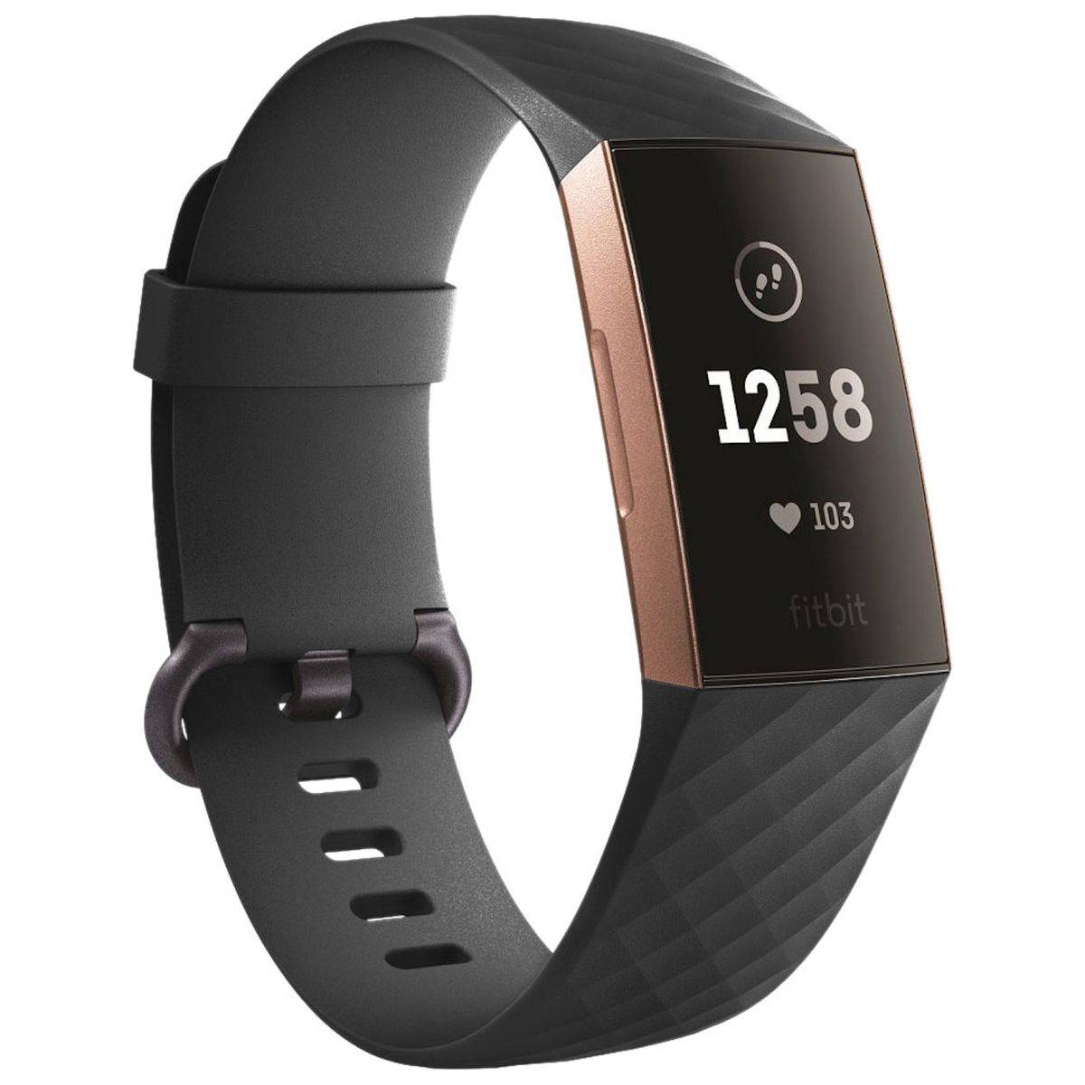Für Fitbit Charge 3 / 4 Kunststoff / Silikon Armband für Männer / Größe L Schwarz Uhr