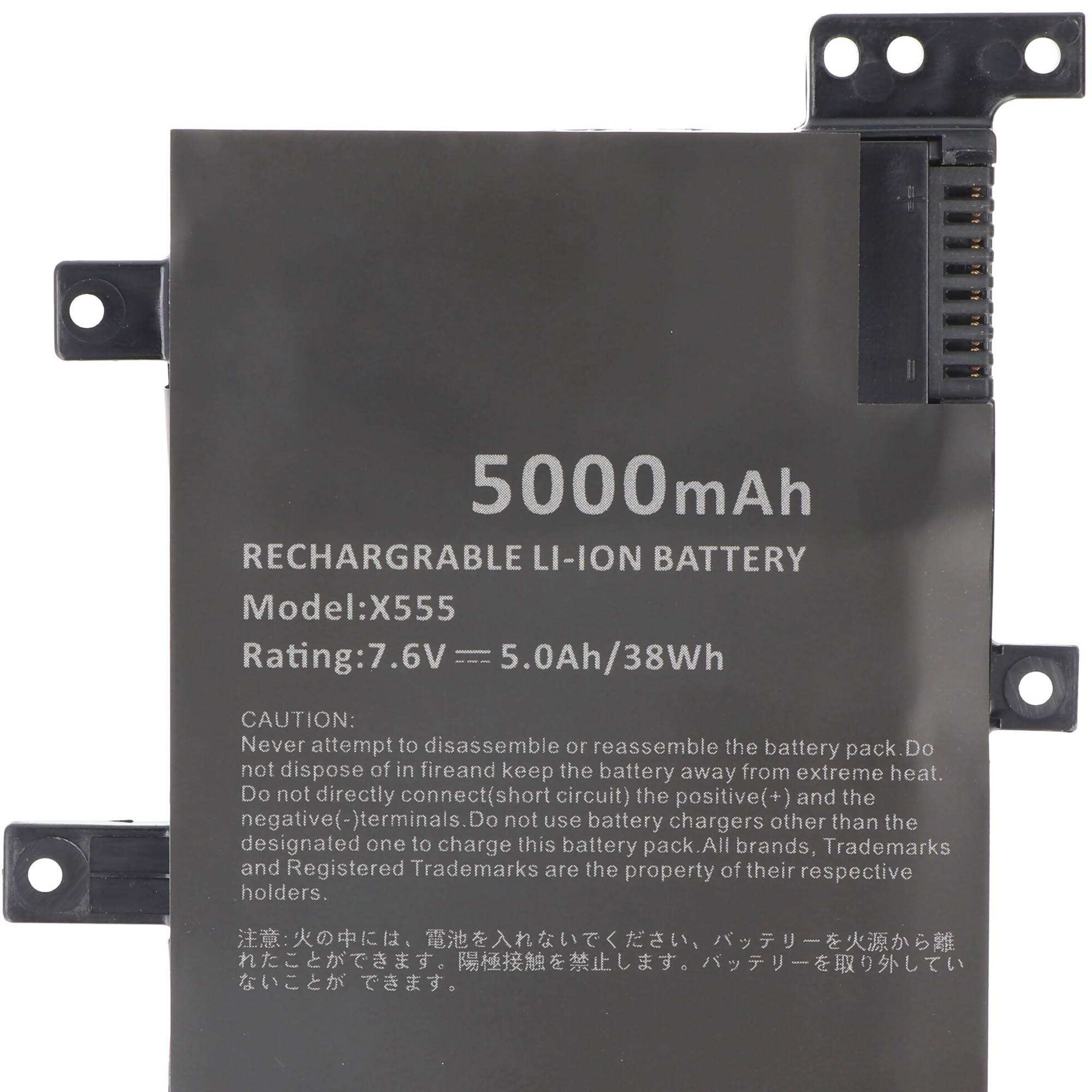 5000mAh Akku passend für ASUS X555, C21N1347, Li-Polymer, 7,6V, 38,0Wh, built-in, ohne Werkzeug