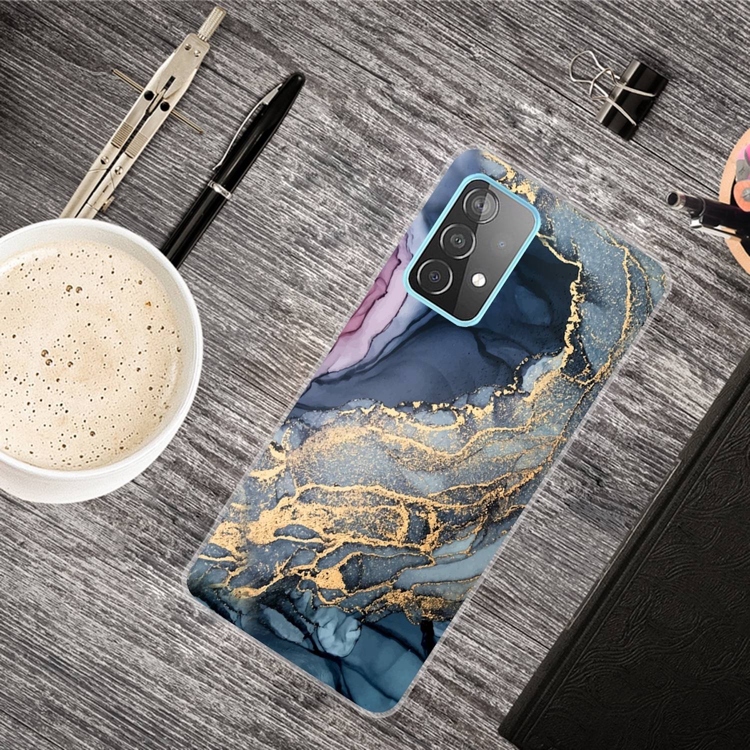 Für Samsung Galaxy A32 5G Silikon Case TPU Marble Abstract Gold Schutz Muster Tasche Hülle Cover Etuis Zubehör