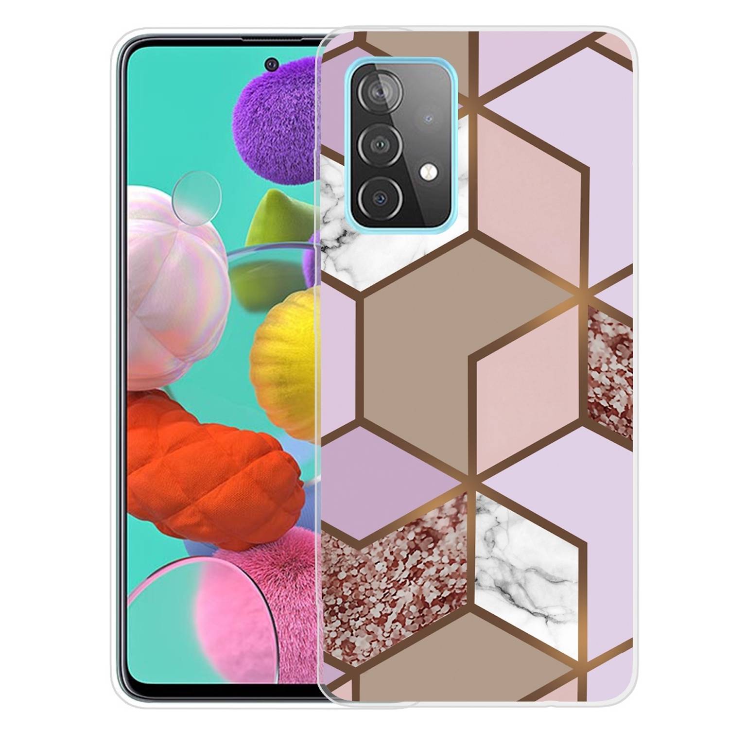 Für Samsung Galaxy A32 5G Silikon Case TPU Marble Orange Purple Schutz Muster Tasche Hülle Cover Etuis Zubehör