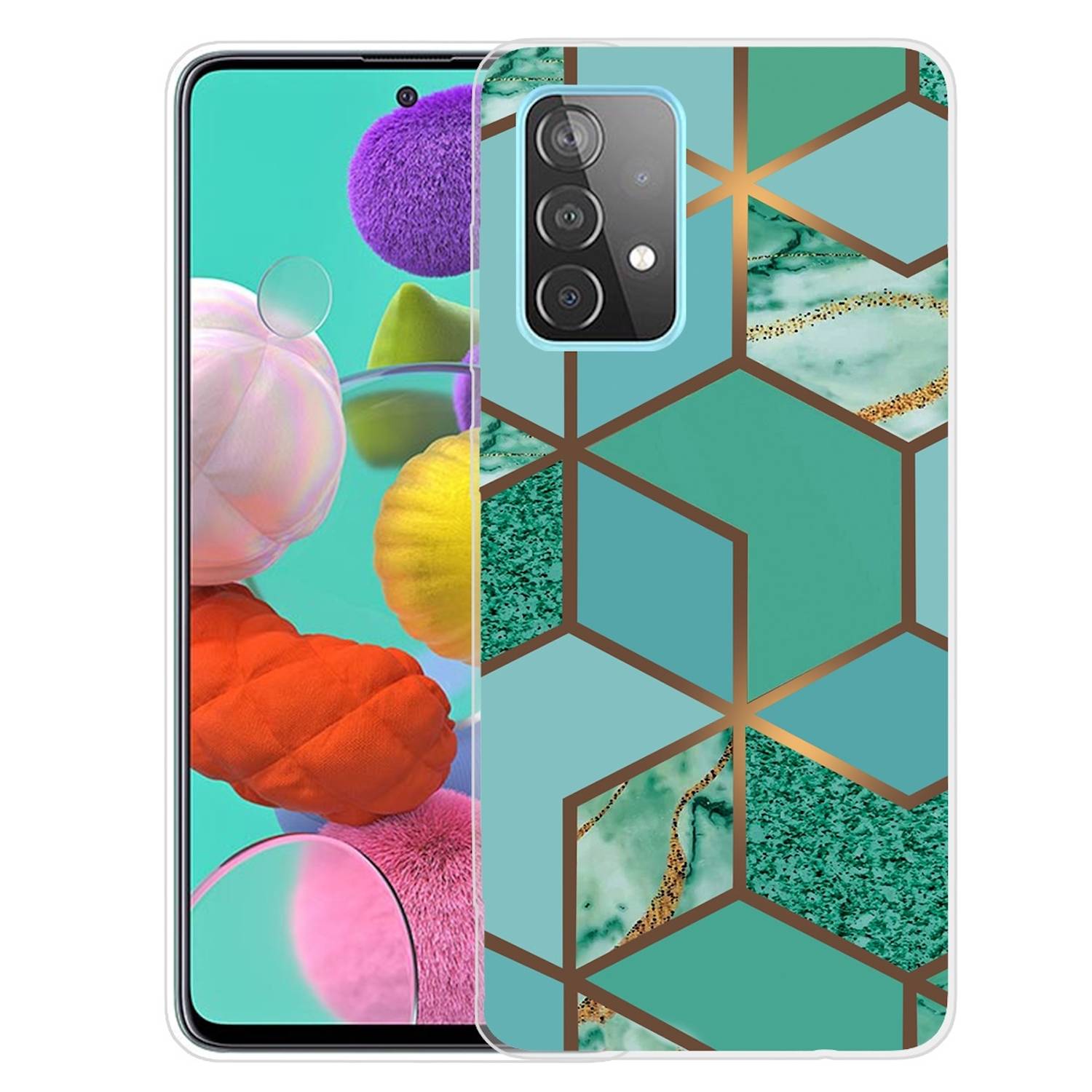 Für Samsung Galaxy A32 5G Silikon Case TPU Marble Grün Schutz Muster Tasche Hülle Cover Etuis Zubehör