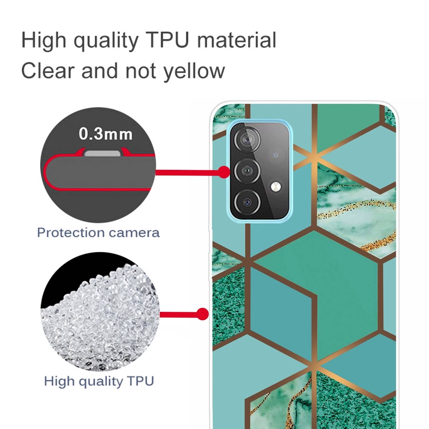 Für Samsung Galaxy A32 5G Silikon Case TPU Marble Grün Schutz Muster Tasche Hülle Cover Etuis Zubehör