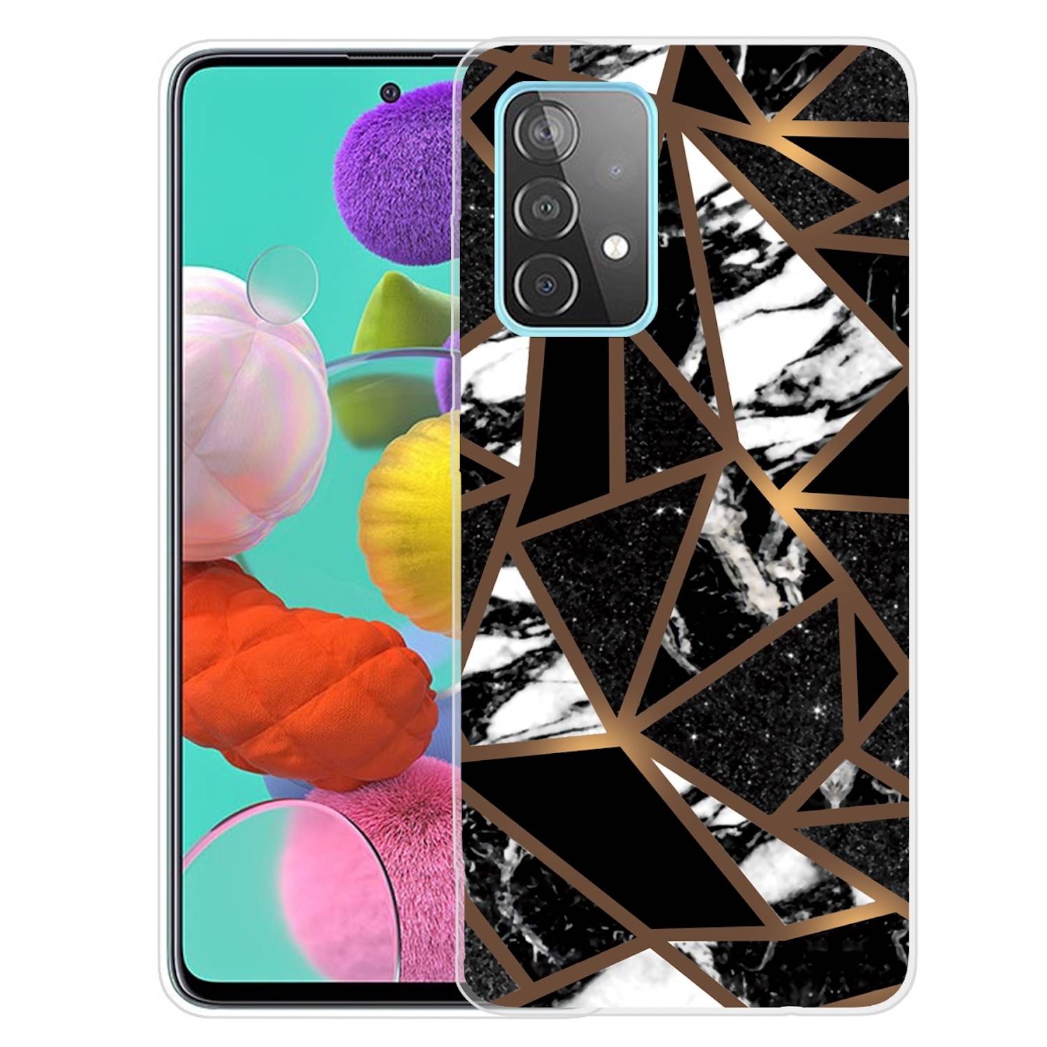 Für Samsung Galaxy A32 5G Silikon Case TPU Marble Schwarz Schutz Muster Tasche Hülle Cover Etuis Zubehör
