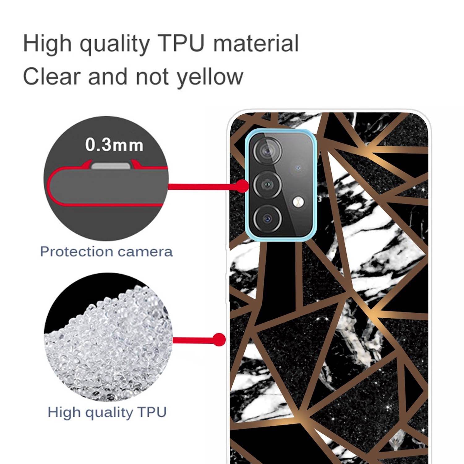 Für Samsung Galaxy A32 5G Silikon Case TPU Marble Schwarz Schutz Muster Tasche Hülle Cover Etuis Zubehör
