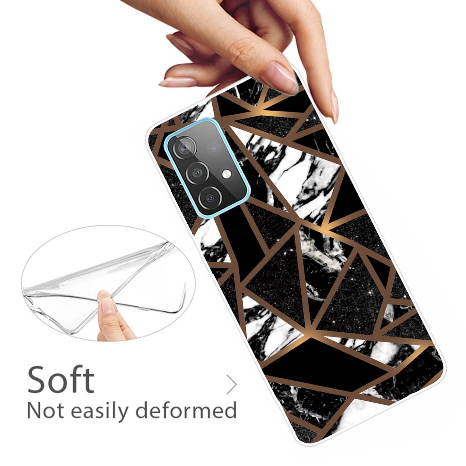 Für Samsung Galaxy A32 5G Silikon Case TPU Marble Schwarz Schutz Muster Tasche Hülle Cover Etuis Zubehör