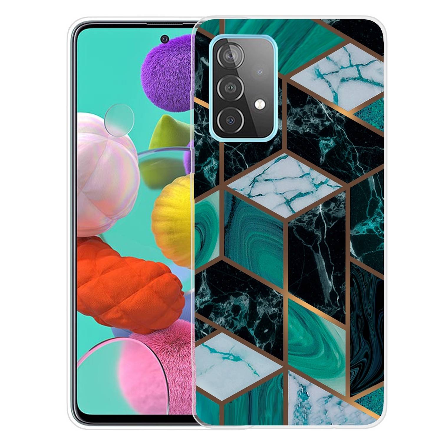 Für Samsung Galaxy A32 5G Silikon Case TPU Marble Dunkel Grün Schutz Muster Tasche Hülle Cover Etuis Zubehör