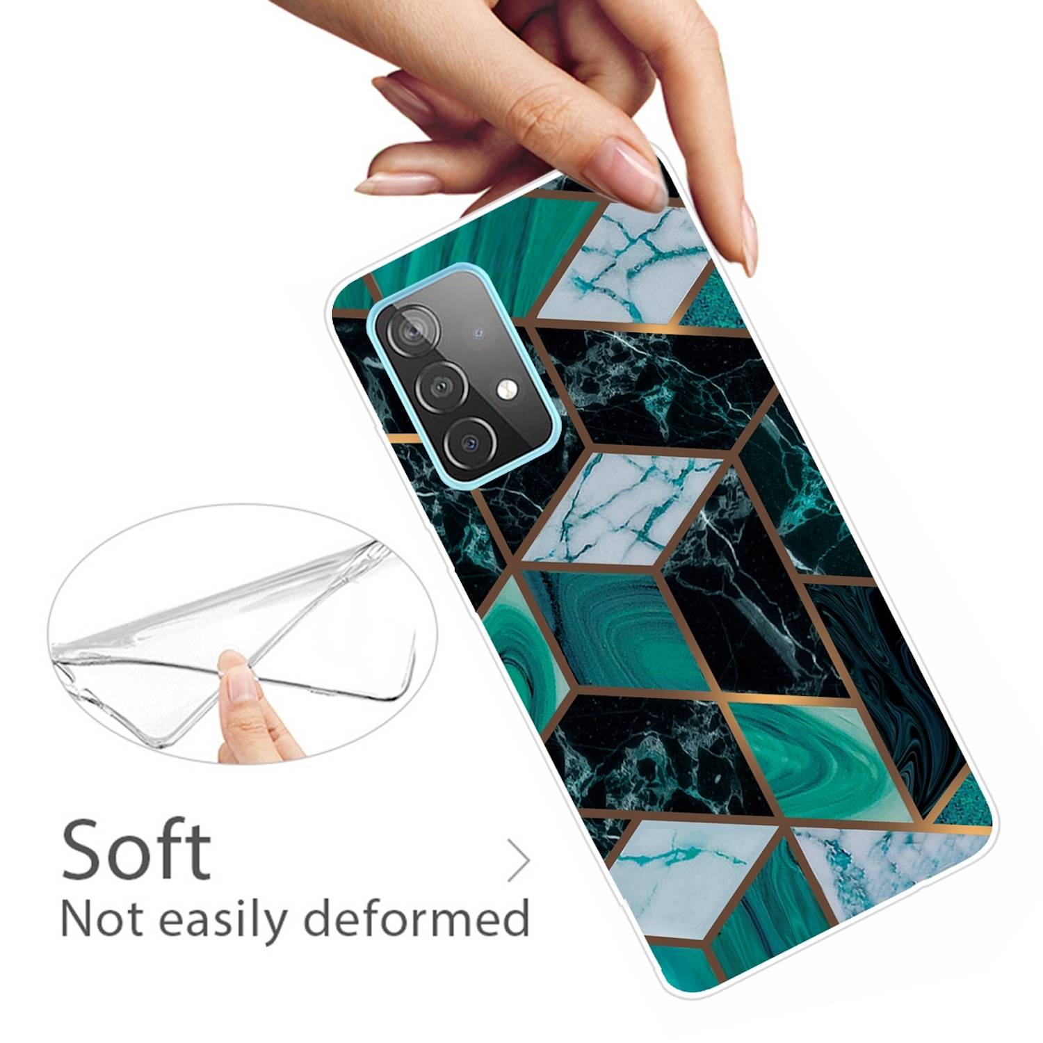 Für Samsung Galaxy A32 5G Silikon Case TPU Marble Dunkel Grün Schutz Muster Tasche Hülle Cover Etuis Zubehör