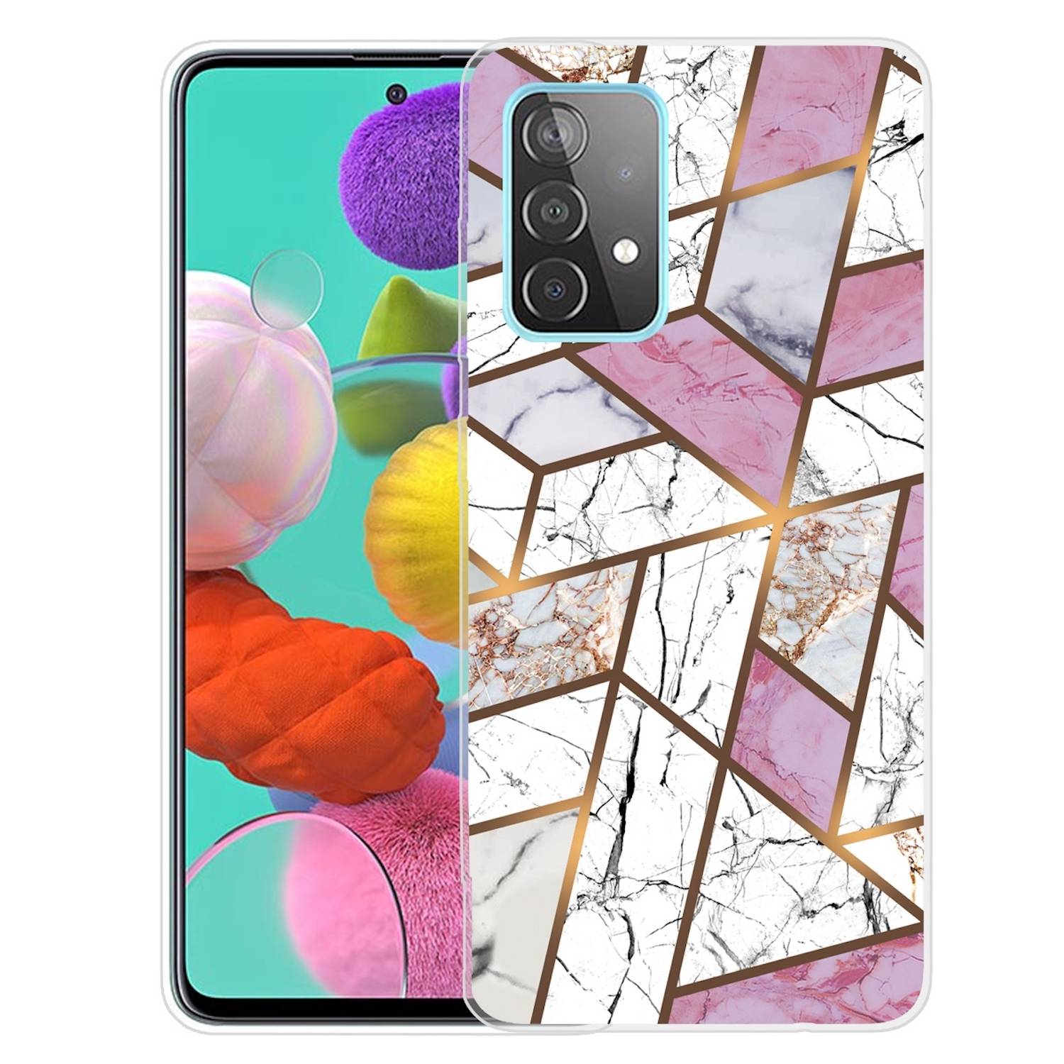 Für Samsung Galaxy A32 5G Silikon Case TPU Marble White Purple Schutz Muster Tasche Hülle Cover Etuis Zubehör