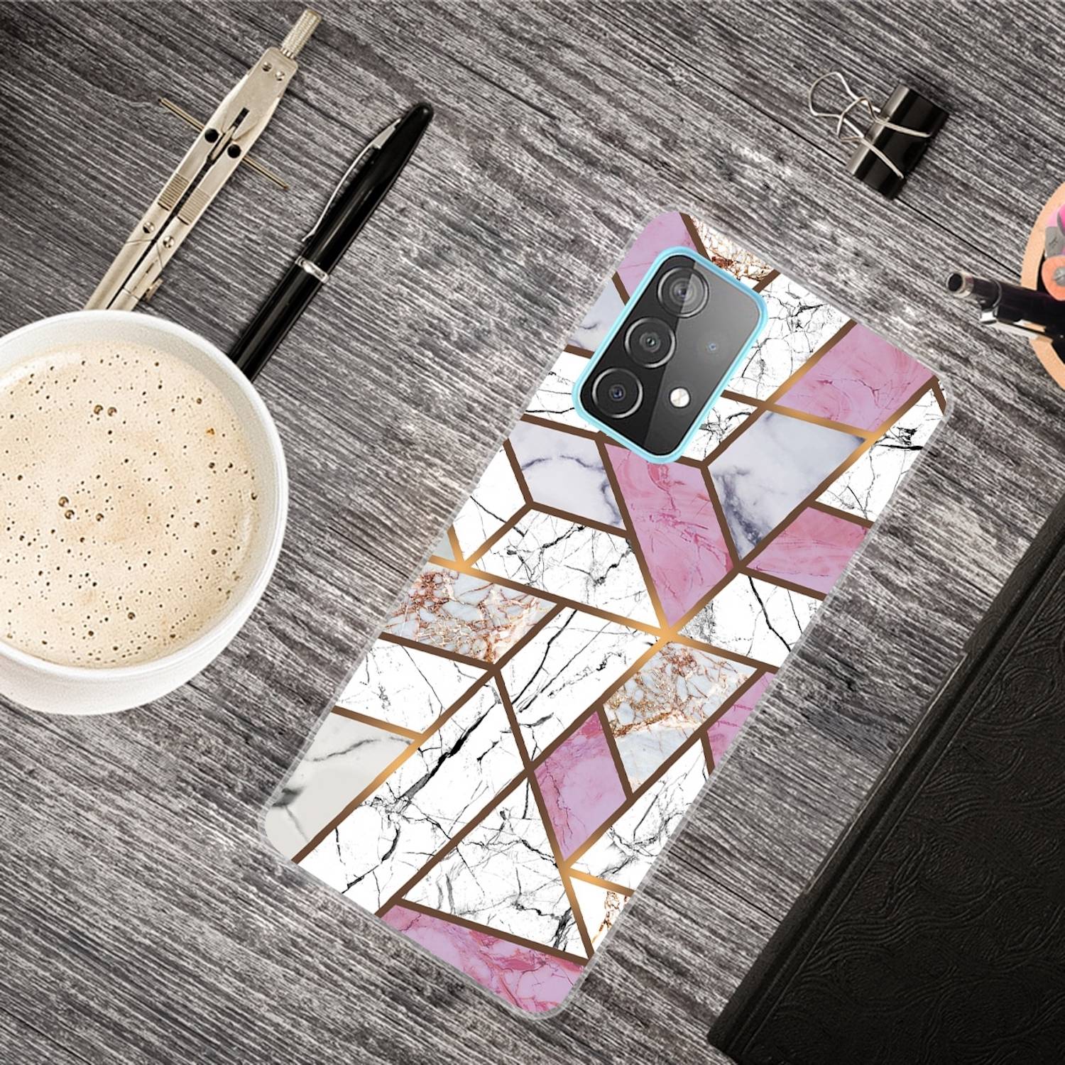 Für Samsung Galaxy A32 5G Silikon Case TPU Marble White Purple Schutz Muster Tasche Hülle Cover Etuis Zubehör