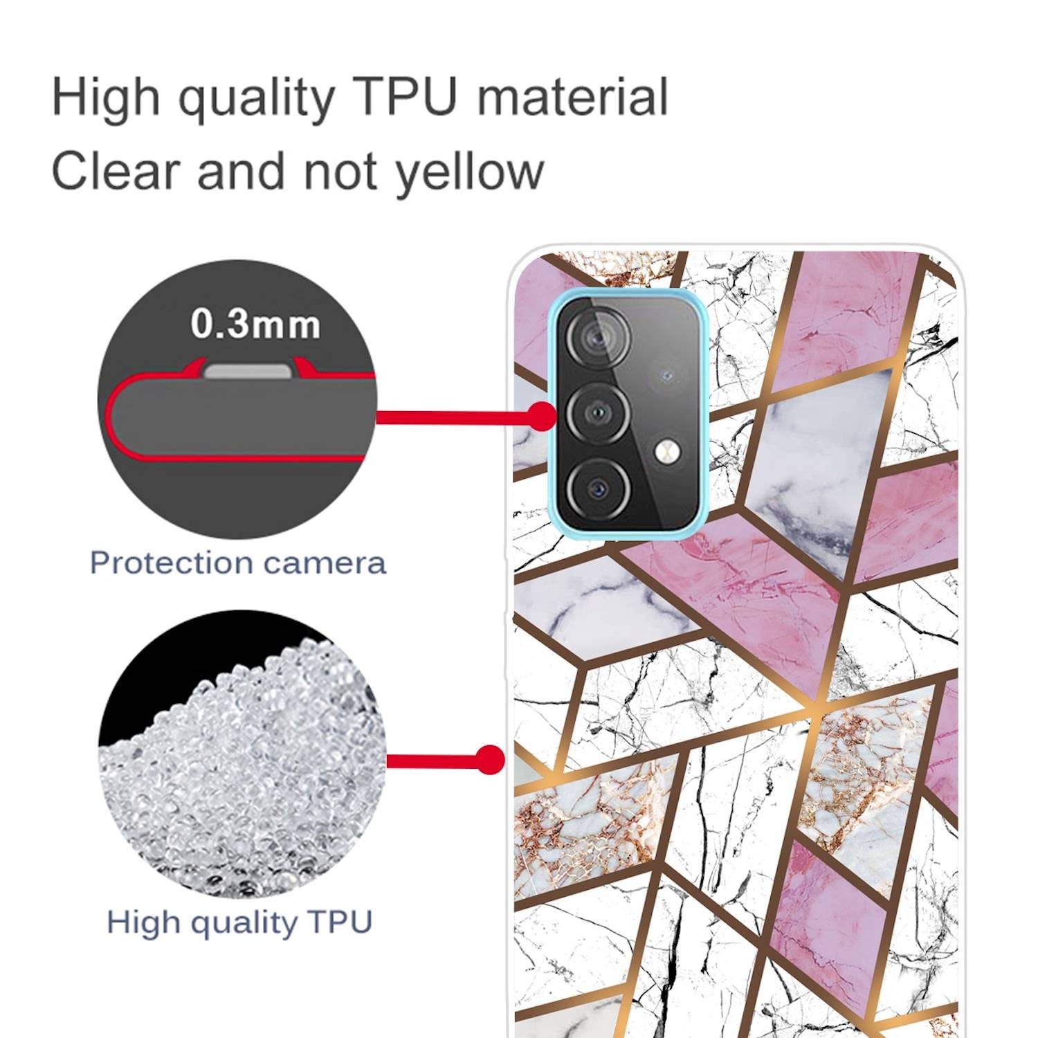 Für Samsung Galaxy A32 5G Silikon Case TPU Marble White Purple Schutz Muster Tasche Hülle Cover Etuis Zubehör