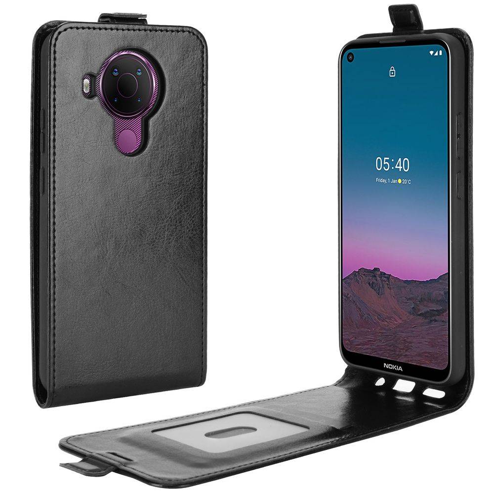 Fliptasche Premium Schwarz für Nokia 5.4 Hülle Case Cover Schutz Zubehör Etui Neu