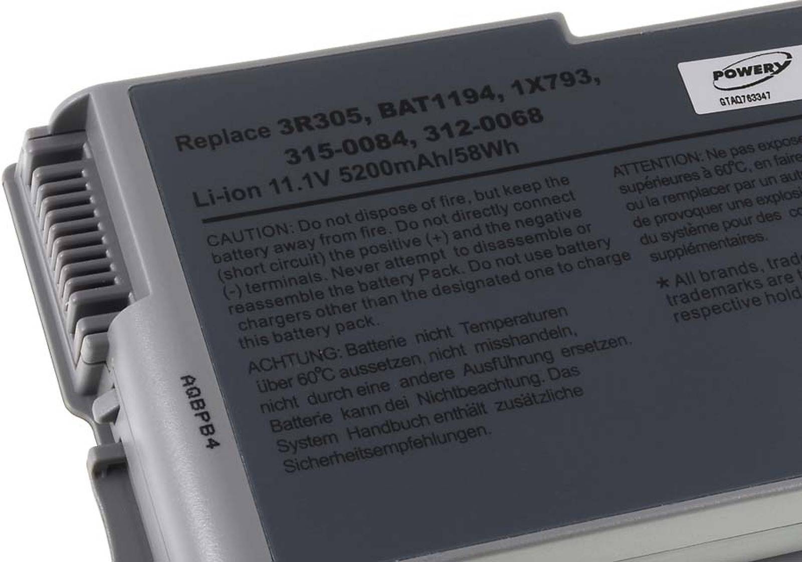 Powery Akku für Dell Latitude D520, 11,1V, Li-Ion