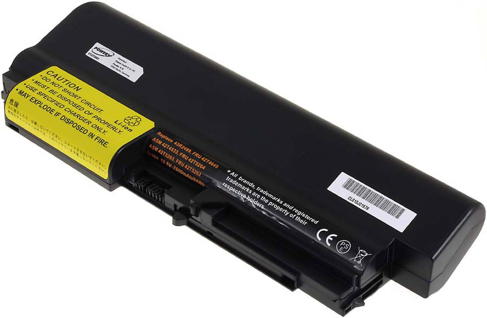 Powery Akku für Lenovo Thinkpad T400 Serie 6600mAh, 10,8V, Li-Ion