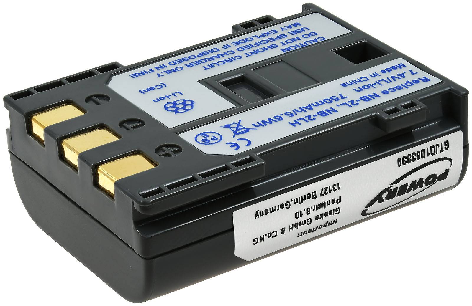 Powery Akku für Canon NB-2L/ NB-2LH 750mAh, 7,4V, Li-Ion