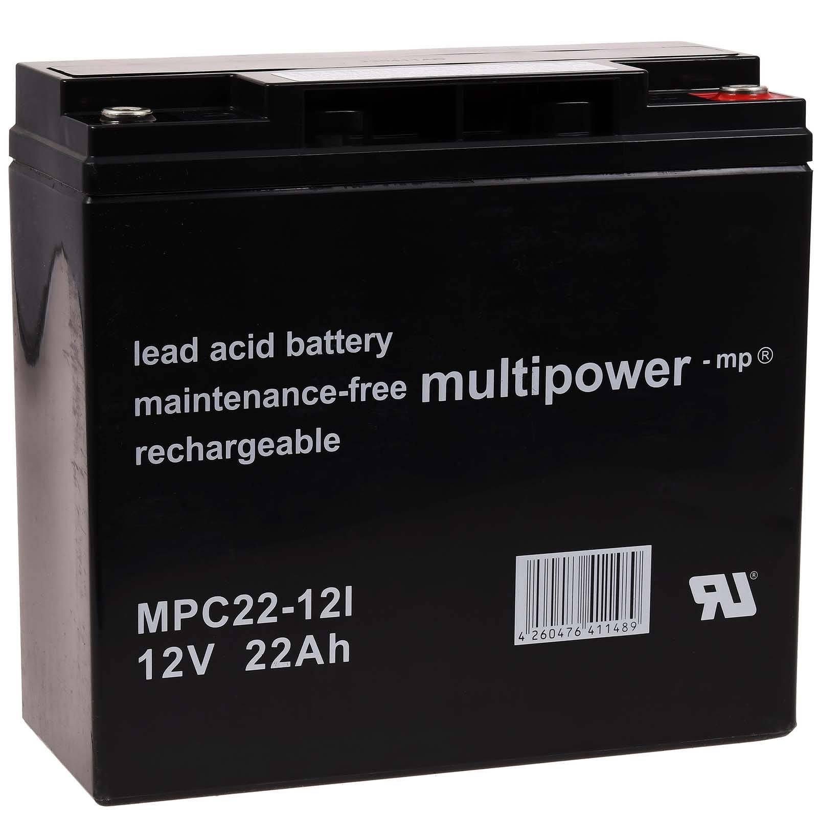 Powery Powery Ersatzakku für Solaranlagen Reinigungsmaschinen Hebebühnen 12V 22Ah (zyklenfest), 12V, Lead-Acid