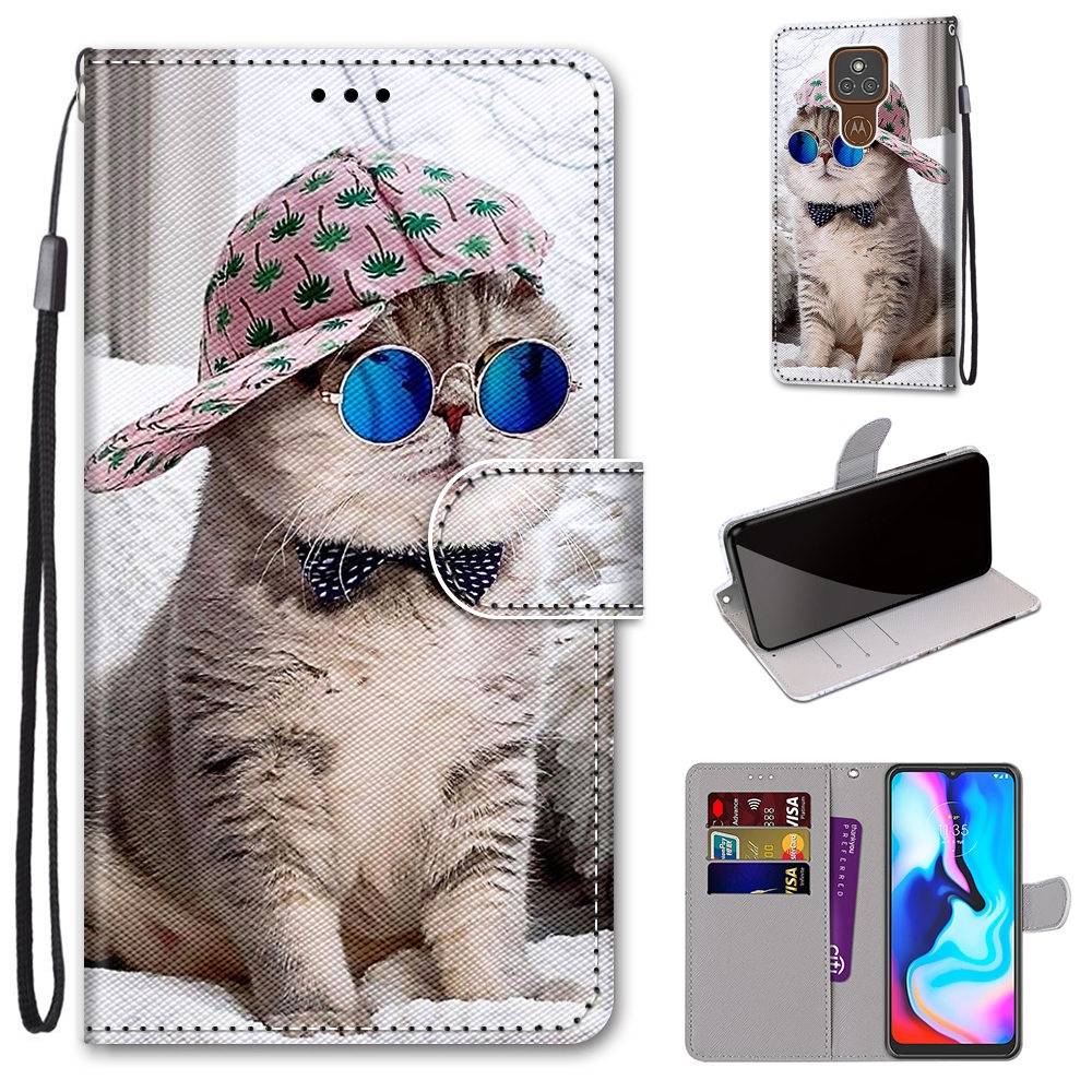 Für Motorola Moto E7 Plus / G9 / G9 Play Kunstleder Handy Tasche Book Motiv 4 Schutz Hülle Case Cover Etui Neu